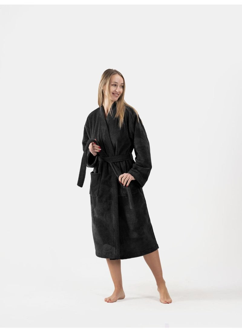 Ender Home Bathrobe Shalyaka Model Two Pockets Belted Triga Bathrobe  - Image 1