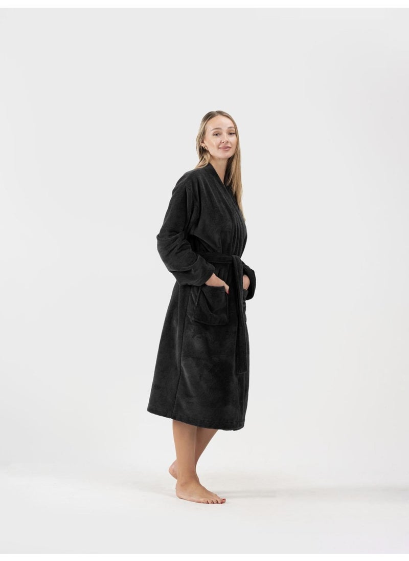Ender Home Bathrobe Shalyaka Model Two Pockets Belted Triga Bathrobe  - Image 3