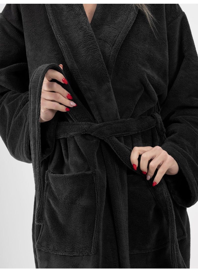 Ender Home Bathrobe Shalyaka Model Two Pockets Belted Triga Bathrobe  - Image 4