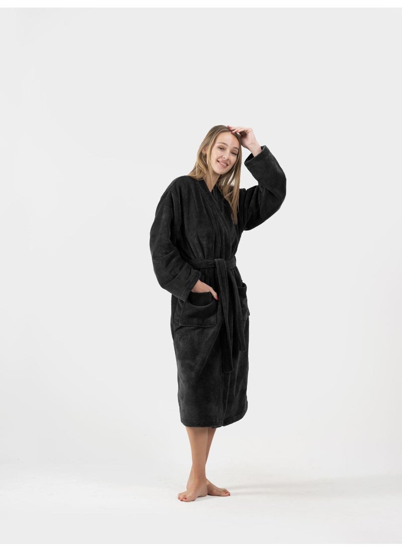 Ender Home Bathrobe Shalyaka Model Two Pockets Belted Triga Bathrobe  - Image 2