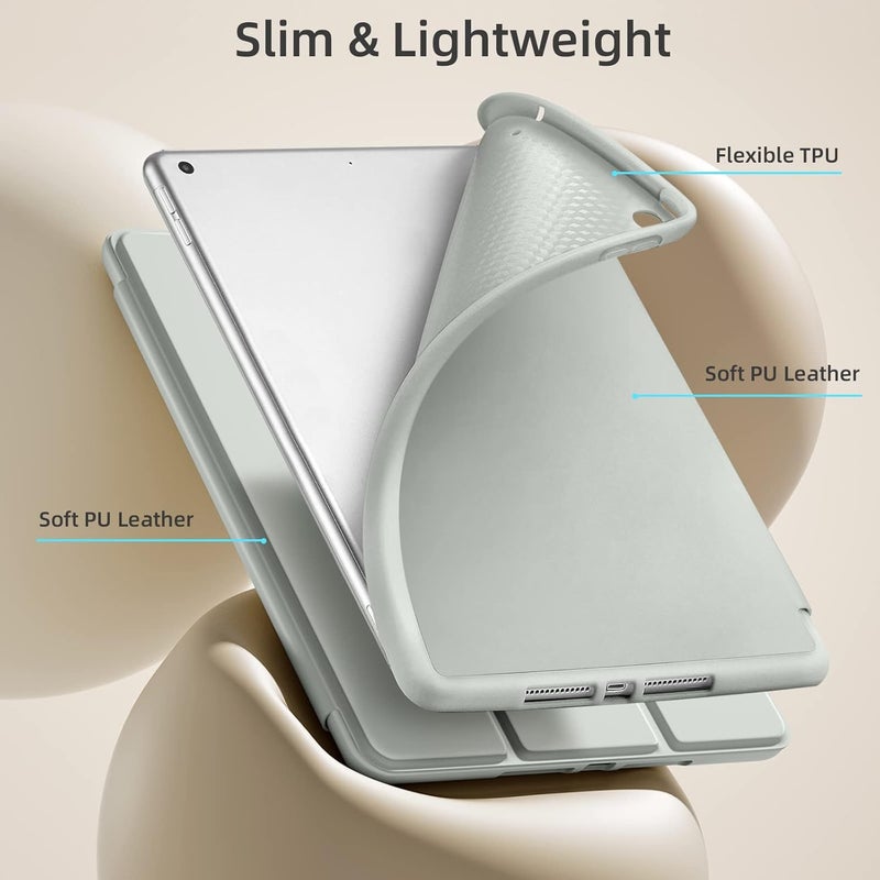 Akkerds Case Compatible with iPad 10.2 Inch 2021/2020/2019, for iPad 9th/8th/7th Generation Case with Pencil Holder, Protective Case with Soft TPU Back, Auto Sleep/Wake Cover, Light Grey - Image 5