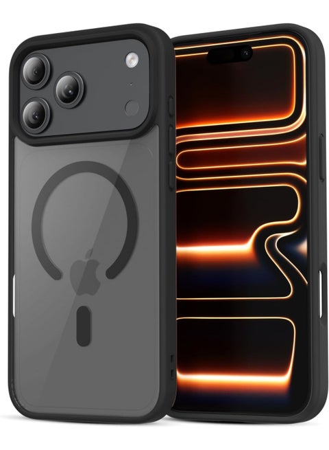 Magnetic Case for iPhone 17 Pro Max, Compatible with MagSafe, Plating Luxury Cover, Clear Soft TPU Shockproof Protective Phone Case | Black