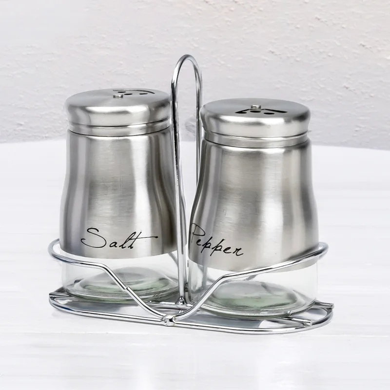 Cuisine Art Cuisine Art Soda Lime Glass Stainless Steel Salt & Pepper Set, 150ml, 2 Pieces, Silver