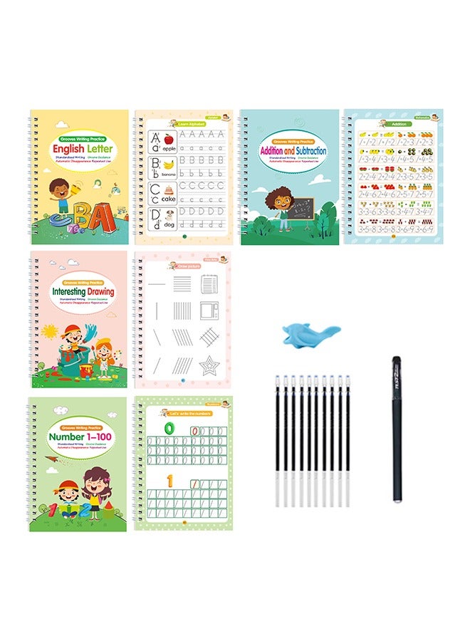 Reusable Grooved Workbook for Kids, Multi-Theme Handwriting Practice Copybook With Automatic Disappearing Ink Pen and Auxiliary Tools, Durable and Tear-Resistant, Suitable for Calligraphy Practice, - Image 1