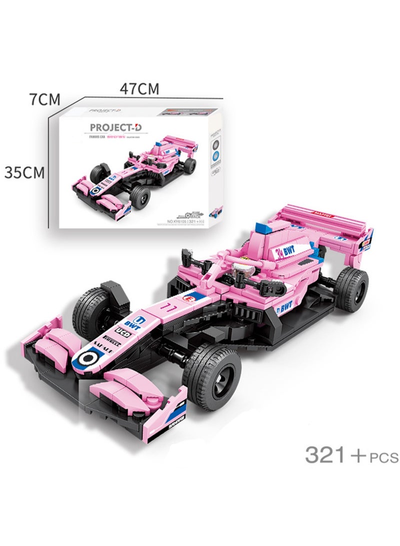 Children's Educational Toy Small Particles Compatible Building Blocks Racing Car Mechanical Engineer Self-assembly Building Blocks(Pink Racing Car 321+Pcs) - Image 2