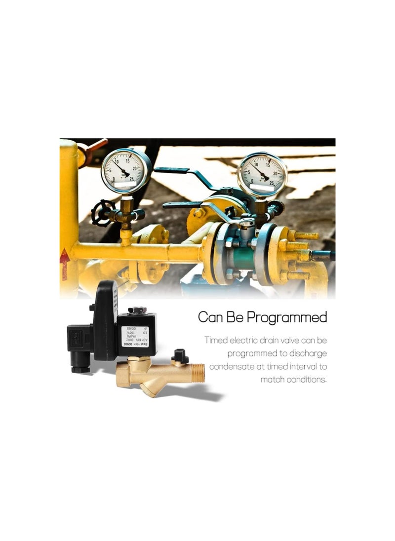 Generic - Automatic Drain Valve, Air Compressor Drain Valve for Air Compressor Condensate Management G1/2 DN15 Automatic Electronic Timed Drain Valve(:AC110V) - Image 1
