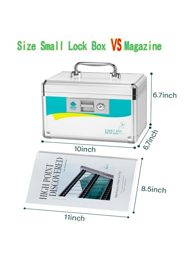 Glosen Medicine Lock Box, medication lock box,locking medicine box, Security Lock Boxes【Small】 10x6.7x6.7 Inch,First Aid Key,Lock Box for Medication - Image 1