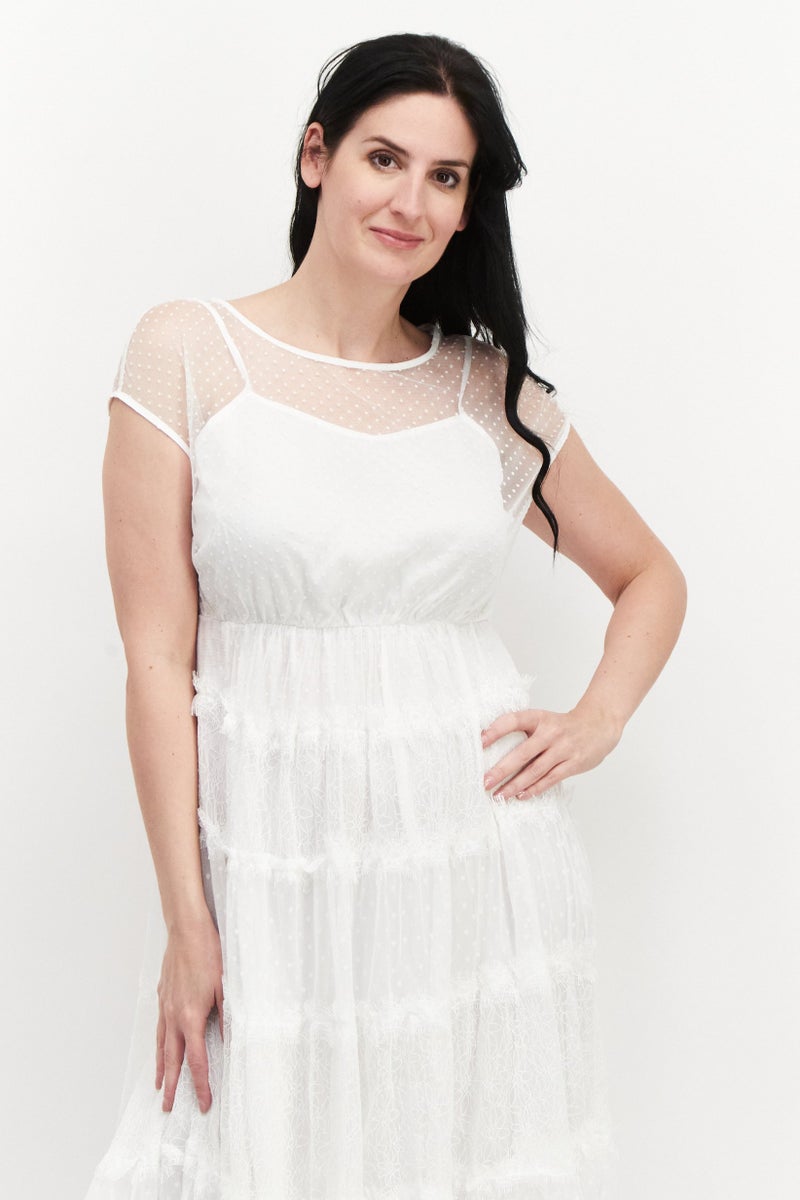 VERO MODA فستان كاجوال قصير مزخرف للنساء، أبيض - Image 3