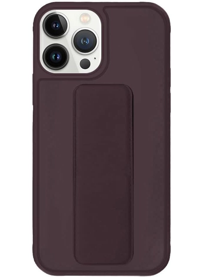 VITION Case Cover For iPhone 14 Pro Max, Finger Grip Phone holder Case Car Magnetic Multi-function 3 in 1 Shockproof Back Cover Protective Case (iPhone 14 Pro Max Brown) - Image 2