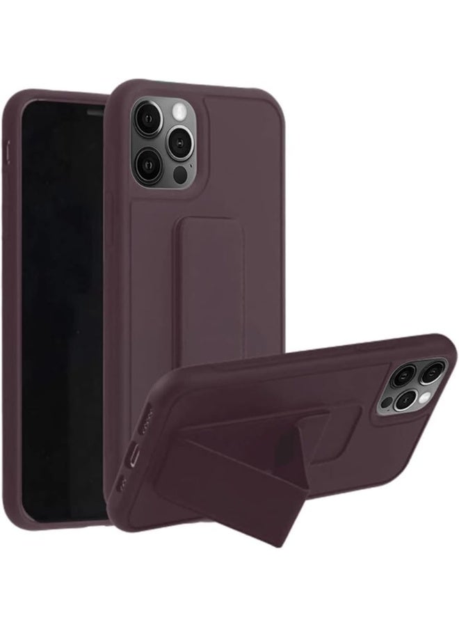 VITION Case Cover For iPhone 14 Pro Max, Finger Grip Phone holder Case Car Magnetic Multi-function 3 in 1 Shockproof Back Cover Protective Case (iPhone 14 Pro Max Brown) - Image 5