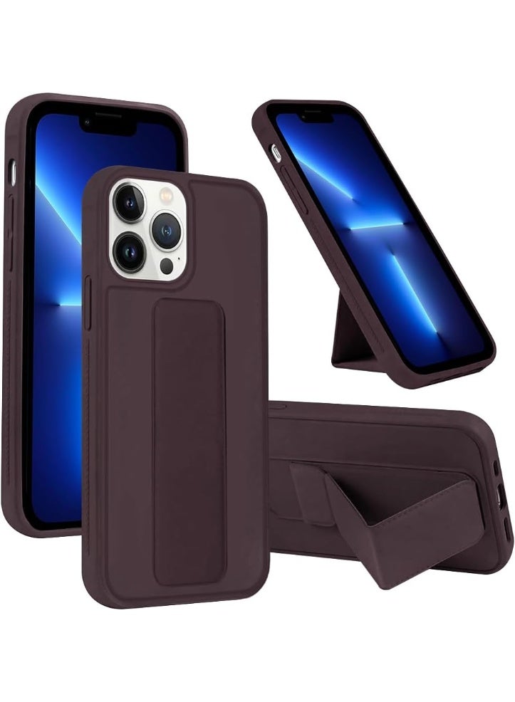 VITION Case Cover For iPhone 14 Pro Max, Finger Grip Phone holder Case Car Magnetic Multi-function 3 in 1 Shockproof Back Cover Protective Case (iPhone 14 Pro Max Brown) - Image 1