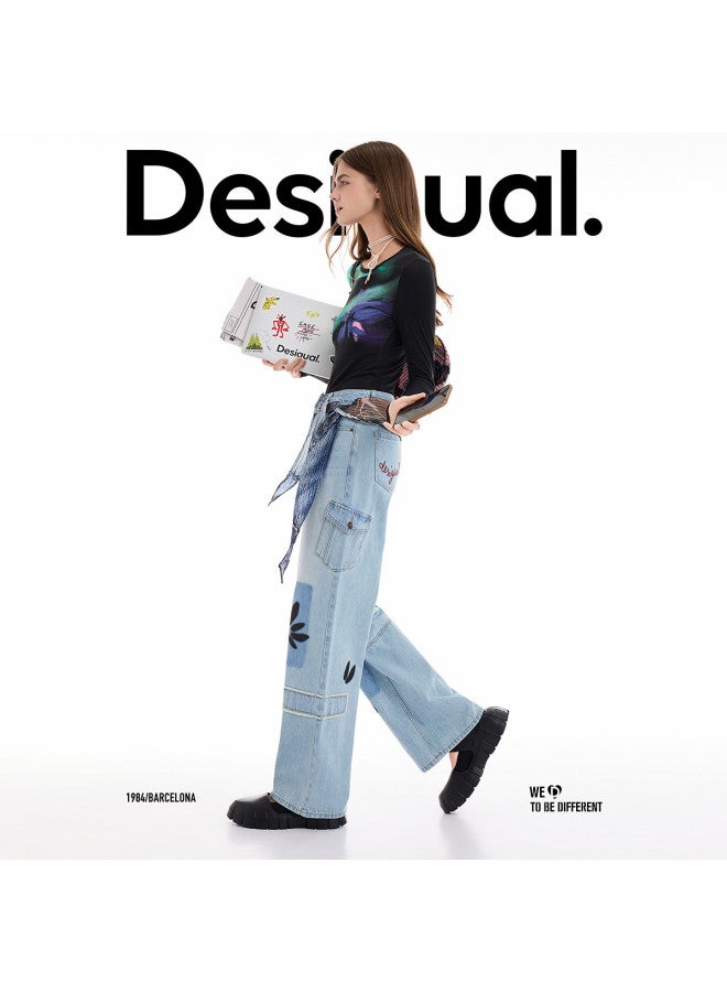 DESIGUAL 25 Autumn/Winter New Stretch Meteor Floral Print Long Sleeve Women'S T-Shirt - Image 3