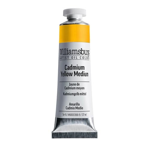 Williamsburg Artist Oil Colors by GOLDEN, Cadmium Yellow Medium, 37 ml tube, Professional Oil Paint, Opaque - Image 1