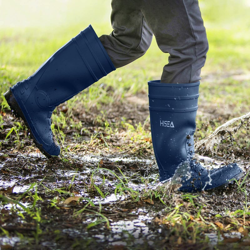 HISEA Men's Steel Toe Work Boots PVC Rain Boots, Rubber Garden Fishing Boots for Men, Waterproof and Slip Resistant Knee Boots for Agriculture and Industrial Working Size 11 Black - Image 3