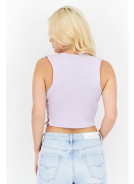 Missguided Women Petite Racer Neck Cut Out Side Crop Top, Purple  - Image 3