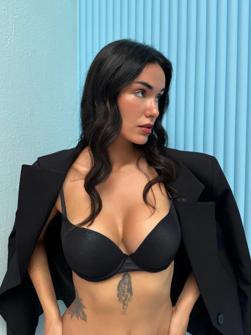 Cansoy Supported Black Hologram Bra Set (688T)