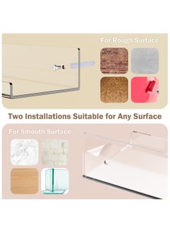 XICEN Adhesive Clear Bathroom Stroage Shelves, Acrylic Wall Shelf Organizer, Floating Shelves Wall Mounted, Set of 4(No Drill)  - Image 5