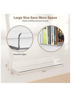 XICEN Adhesive Clear Bathroom Stroage Shelves, Acrylic Wall Shelf Organizer, Floating Shelves Wall Mounted, Set of 4(No Drill)  - Image 3