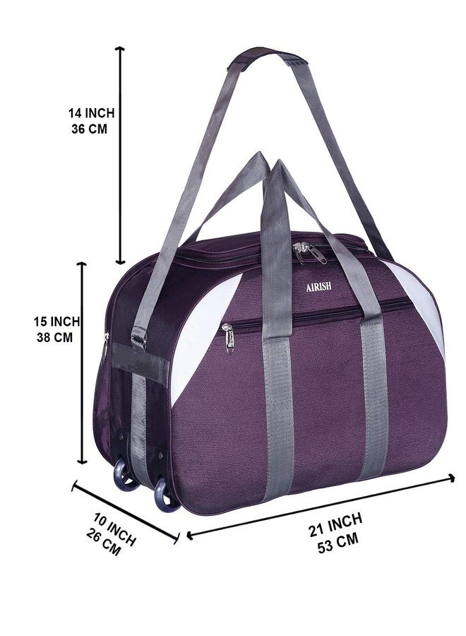 Airish Fashion 45 L Polyester Travel Duffel Bag with 2 Wheels/Spacious Compartment for Both Men and Women(Purple) - Image 3
