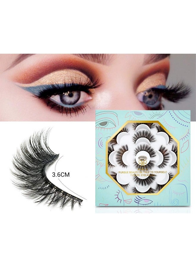 DYSILK Mink Lashes Fluffy Eyelashes - False Eyelashes 7 Pairs Lashes Natural Look Fluffy Lashes Strip Lashes 6D Lashes Pack Long Lashes Mink Eyelashes Reusable Eye Lashes |004 - Image 1
