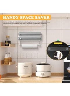 Hihonor Magnetic Plastic Wrap Dispenser with Cutter, Refillable Tin Foil and Plastic Wrap Organizer for Kitchen, Aluminum Foil Dispenser with Paper Towel Holder Wall Mount, Fits 12" Roll  - Image 4