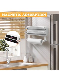 Hihonor Magnetic Plastic Wrap Dispenser with Cutter, Refillable Tin Foil and Plastic Wrap Organizer for Kitchen, Aluminum Foil Dispenser with Paper Towel Holder Wall Mount, Fits 12" Roll  - Image 3