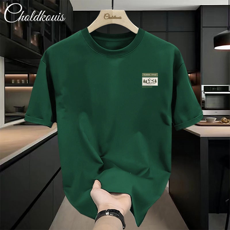 Short-Sleeved Men'S Hong Kong Style T-Shirt, Versatile Summer Clothing, Trendy Brand, Loose American Retro High Street Half-Sleeve Vintage Style - Image 1