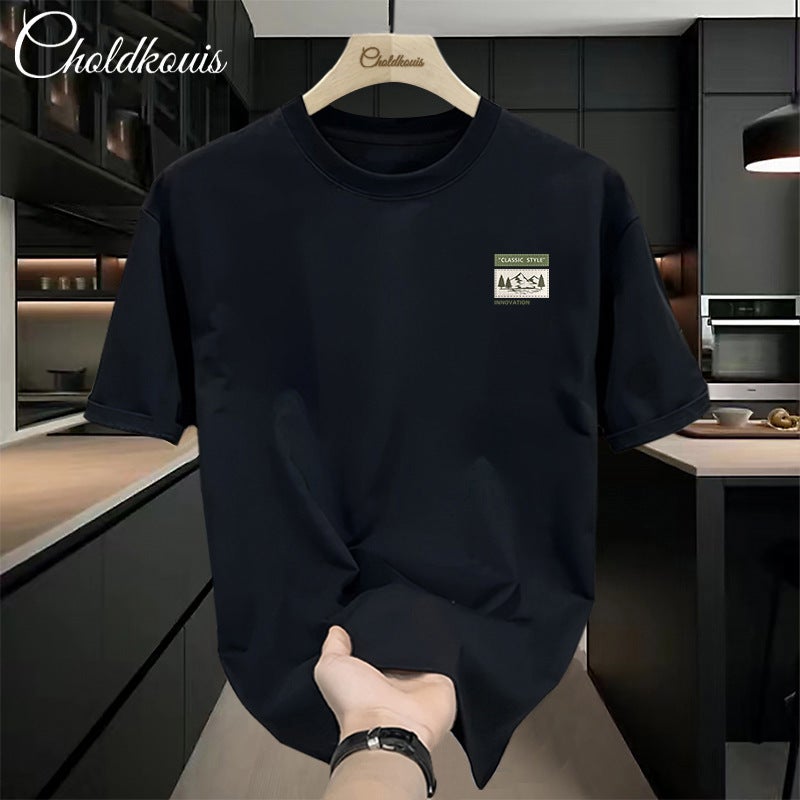 Short-Sleeved Men'S Hong Kong Style T-Shirt, Versatile Summer Clothing, Trendy Brand, Loose American Retro High Street Half-Sleeve Vintage Style - Image 5