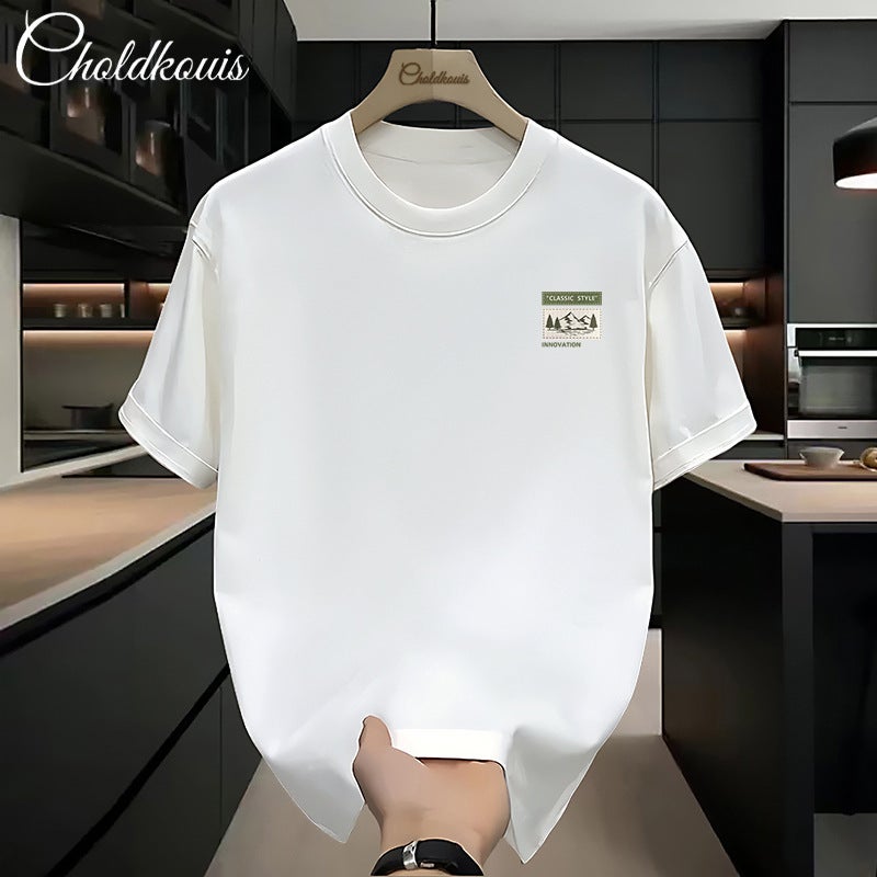 Short-Sleeved Men'S Hong Kong Style T-Shirt, Versatile Summer Clothing, Trendy Brand, Loose American Retro High Street Half-Sleeve Vintage Style - Image 3