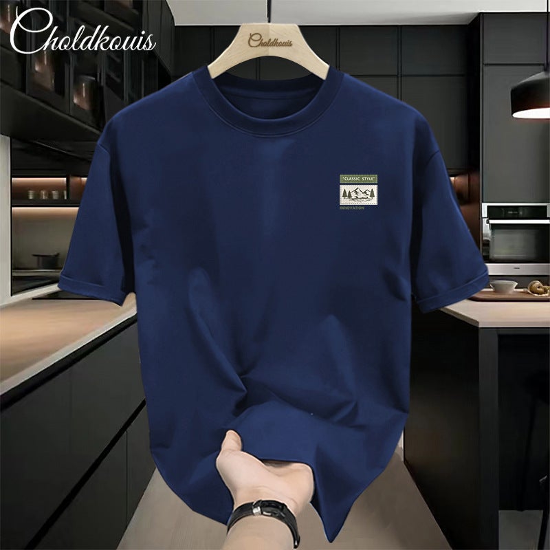 Short-Sleeved Men'S Hong Kong Style T-Shirt, Versatile Summer Clothing, Trendy Brand, Loose American Retro High Street Half-Sleeve Vintage Style - Image 2