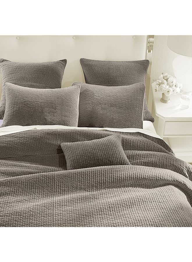 هايإند أكسنتس غطاء وسادة مخملي مبطن من القطن من Stone Wash باللون البني الفاتح مقاس كينج - Image 2