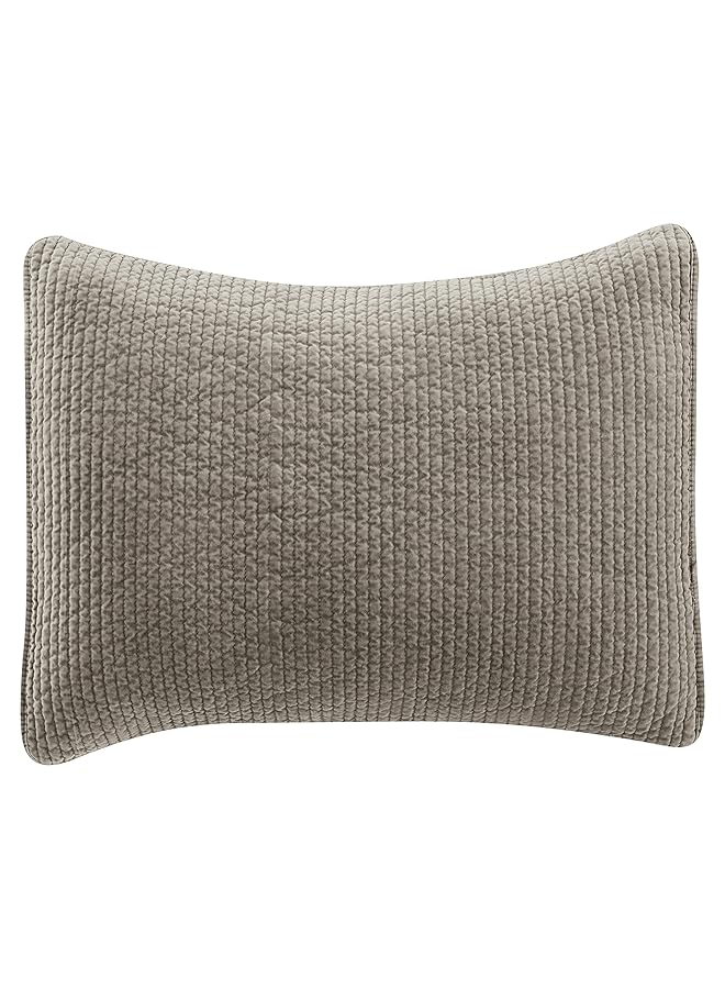 هايإند أكسنتس غطاء وسادة مخملي مبطن من القطن من Stone Wash باللون البني الفاتح مقاس كينج - Image 1