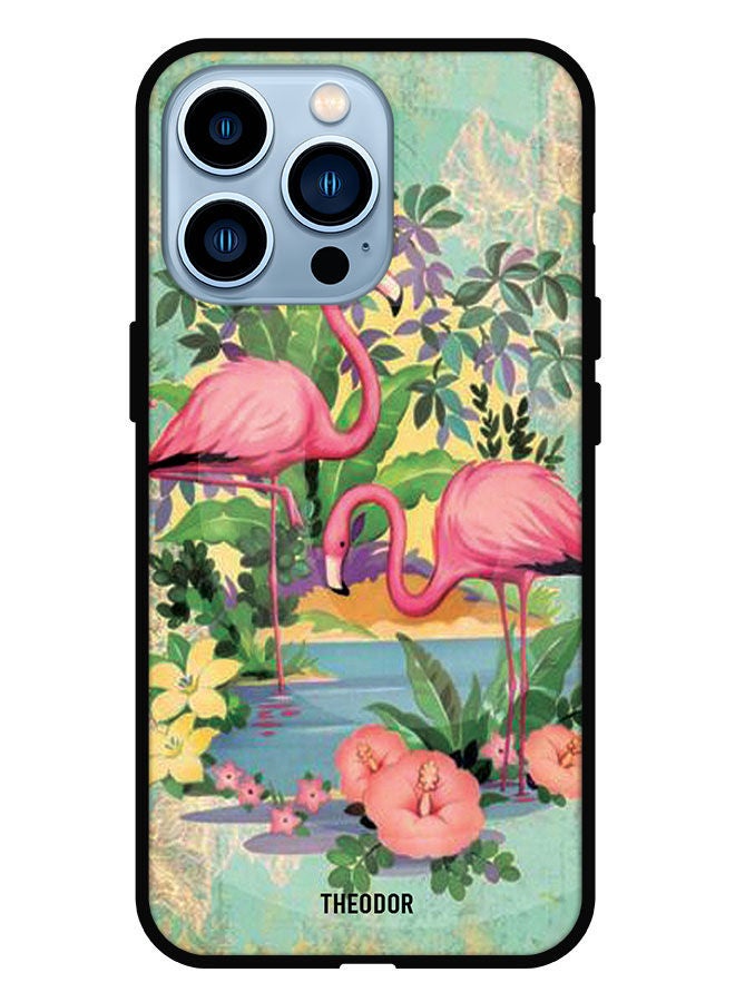 Theodor Protective Case Cover For iPhone 13 Pro Pink Flamingoes - Image 1