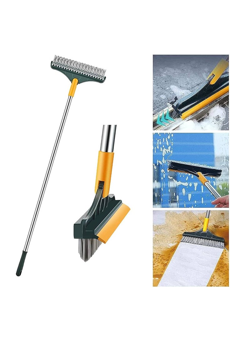 فرشاة تنظيف الحمام مع مقبض بزاوية 120 درجة، شعيرات على شكل حرف V قابلة للتعديل، ممسحة للمطبخ والحمام مع ميزة التركيب على الحائط - Image 1