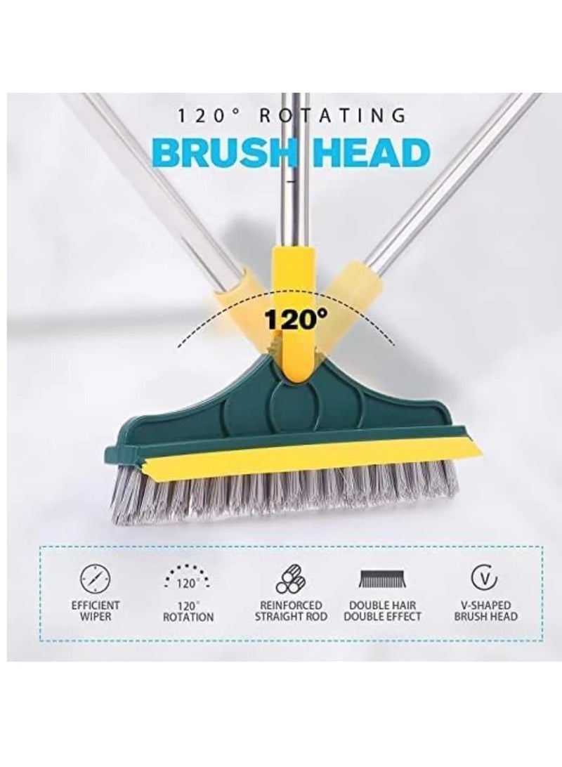 فرشاة تنظيف الحمام مع مقبض بزاوية 120 درجة، شعيرات على شكل حرف V قابلة للتعديل، ممسحة للمطبخ والحمام مع ميزة التركيب على الحائط - Image 2
