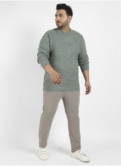 Instafab Plus Men's Olive Green Textured Knit Pullover Sweater  - Image 5