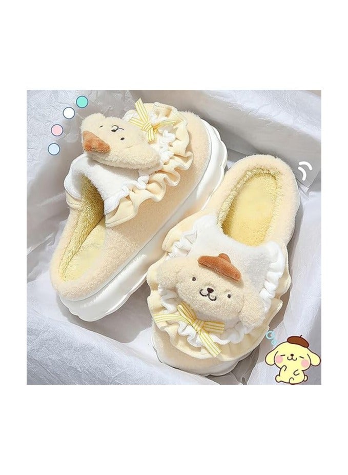 general Cute Pudding Dog Cotton Slippers Cute Plush Slippers Cartoon Home Cotton Slippers Silent Warm Shoes Indoor Home Shoes Ladies - Image 2