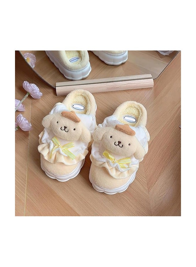 general Cute Pudding Dog Cotton Slippers Cute Plush Slippers Cartoon Home Cotton Slippers Silent Warm Shoes Indoor Home Shoes Ladies - Image 3