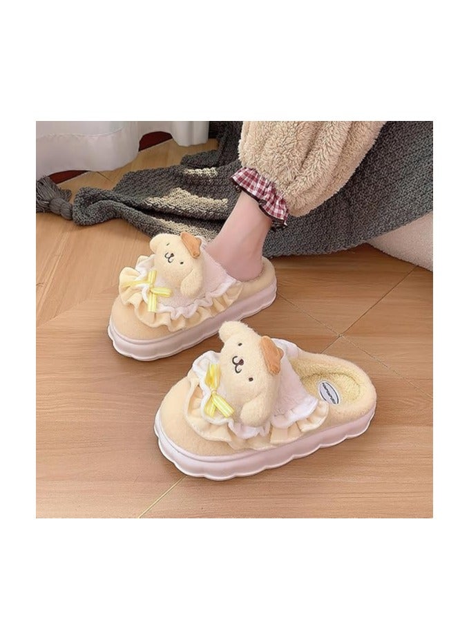 general Cute Pudding Dog Cotton Slippers Cute Plush Slippers Cartoon Home Cotton Slippers Silent Warm Shoes Indoor Home Shoes Ladies - Image 4