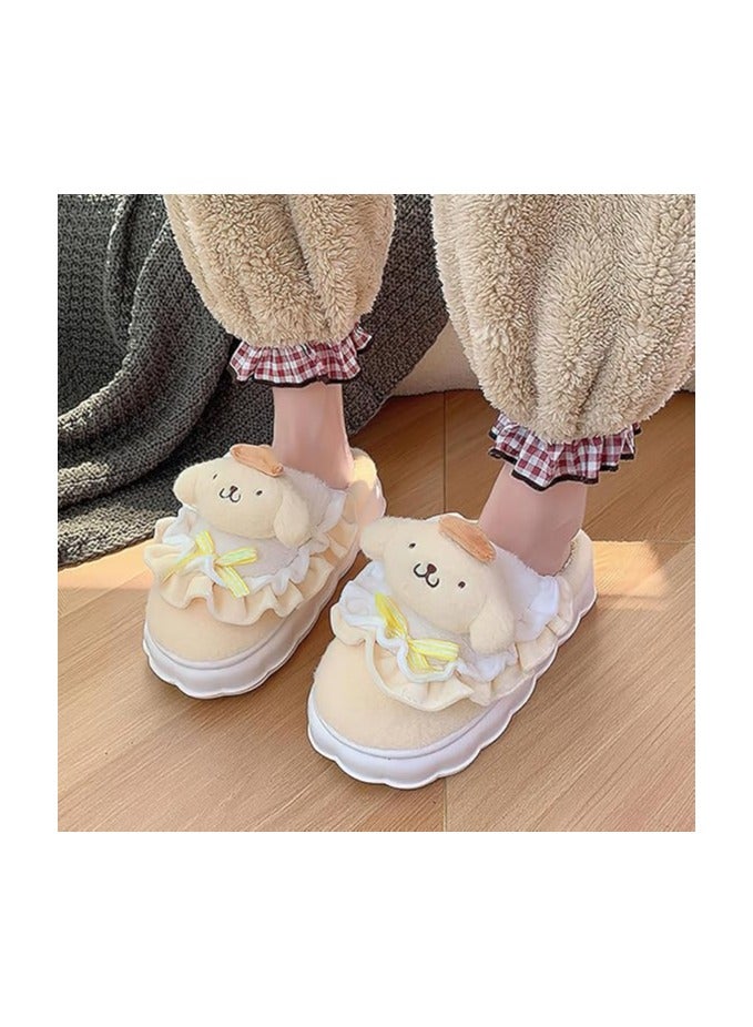 general Cute Pudding Dog Cotton Slippers Cute Plush Slippers Cartoon Home Cotton Slippers Silent Warm Shoes Indoor Home Shoes Ladies - Image 5