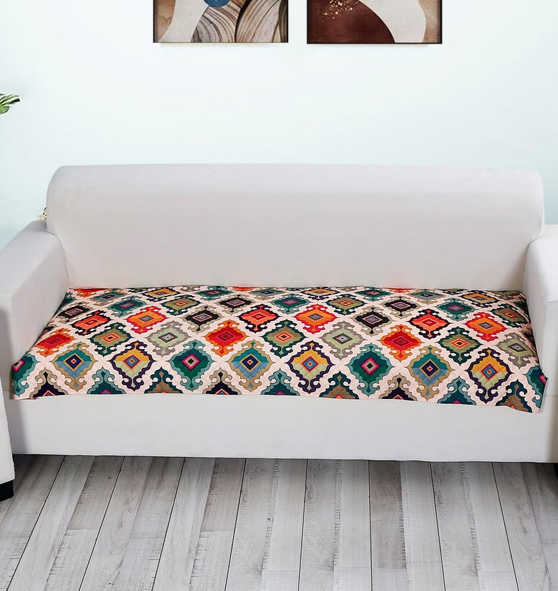 FABANE Printed Sofa Seat Cover for 3 Seater with Heavy Antiskid Backing & Easily Machine Washable Sofa Seat Runner for Couch or Home Living Area - (27 x 72 Inches) Multicolor - Image 1