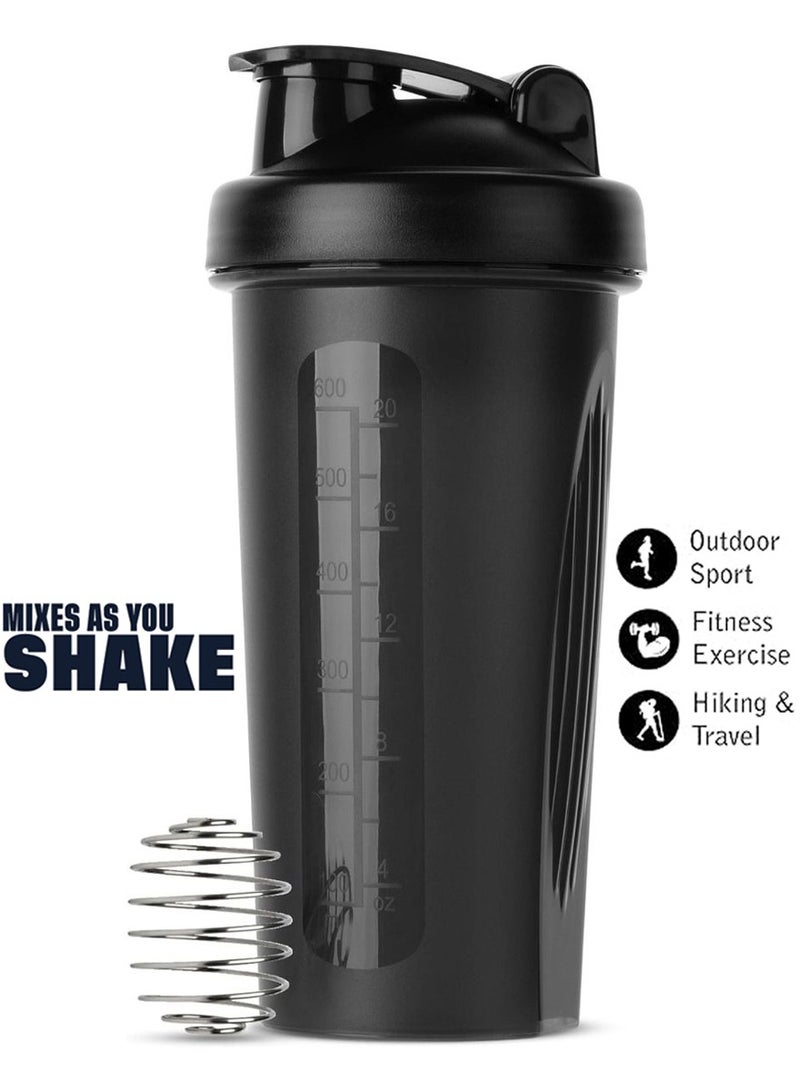 قطوب زجاجة شيكر للبروتين وللمساحيق والملاحق - 600 مل زجاجة بروتين مع مقياس مانعة للتسرب - مثالية لما قبل وبعد التمارين، مخفوق البروتين، نادي رياضي، اللياقة البدنية والرياضة - Image 1