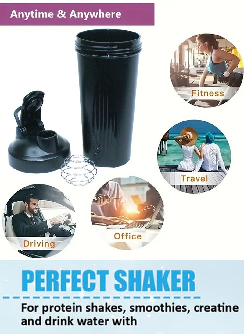 قطوب زجاجة شيكر للبروتين وللمساحيق والملاحق - 600 مل زجاجة بروتين مع مقياس مانعة للتسرب - مثالية لما قبل وبعد التمارين، مخفوق البروتين، نادي رياضي، اللياقة البدنية والرياضة - Image 2