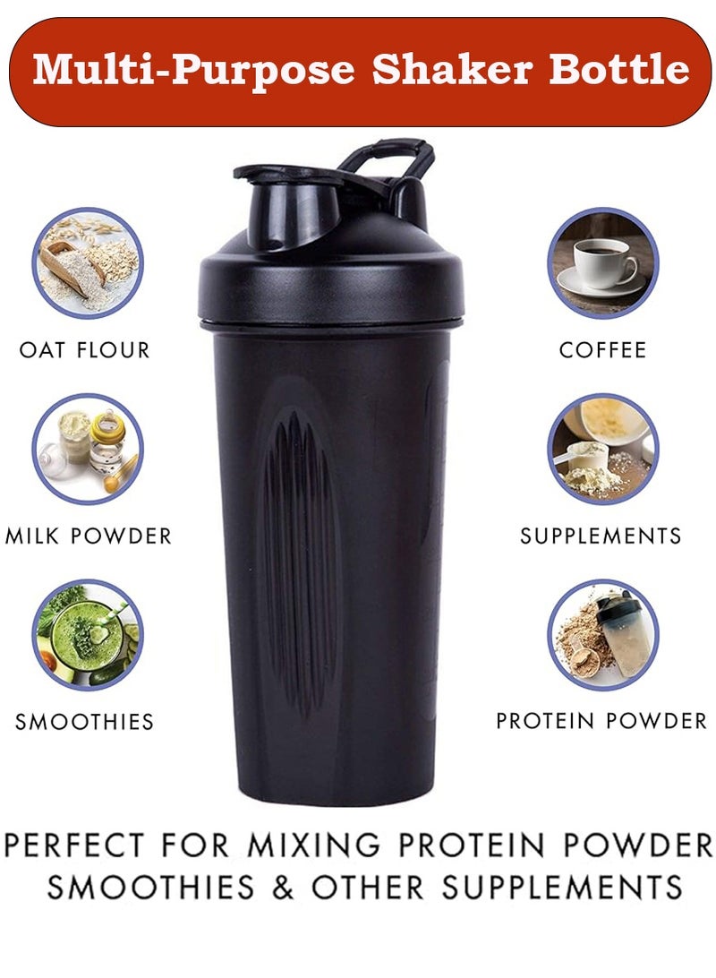 قطوب زجاجة شيكر للبروتين وللمساحيق والملاحق - 600 مل زجاجة بروتين مع مقياس مانعة للتسرب - مثالية لما قبل وبعد التمارين، مخفوق البروتين، نادي رياضي، اللياقة البدنية والرياضة - Image 3