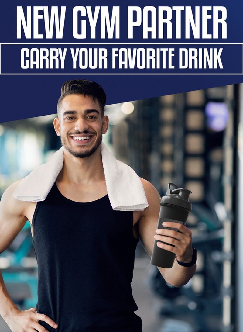 قطوب زجاجة شيكر للبروتين وللمساحيق والملاحق - 600 مل زجاجة بروتين مع مقياس مانعة للتسرب - مثالية لما قبل وبعد التمارين، مخفوق البروتين، نادي رياضي، اللياقة البدنية والرياضة - Image 5