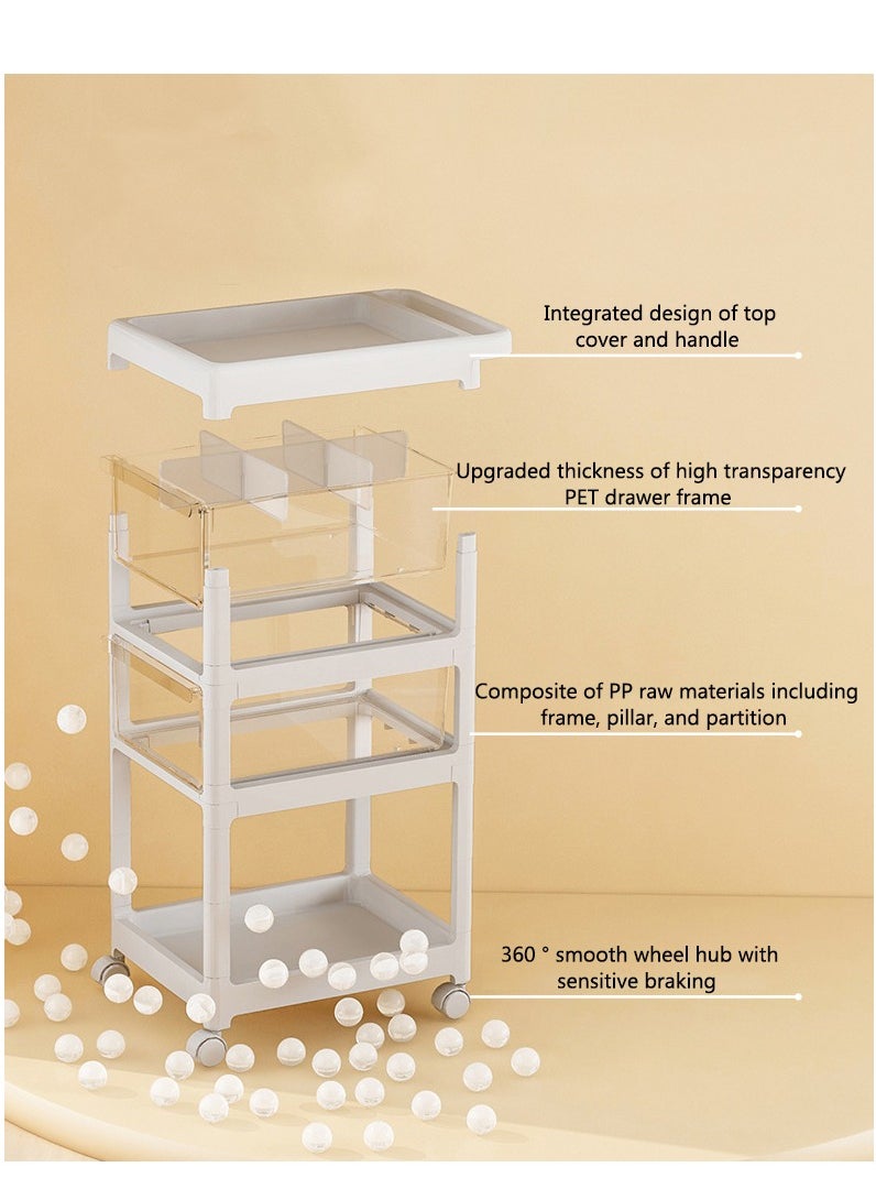 Arabest - Baby Diaper Cart with Wheels and Handle 4 Tier Rolling Cart Diaper Organizer with Hanging Diaper Stacker Nursery Caddy Baby Organizer for Storage Baby Clothes, Wipes, Bibs, Changing Table Mats - Image 1