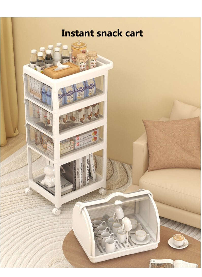Arabest - Baby Diaper Cart with Wheels and Handle 4 Tier Rolling Cart Diaper Organizer with Hanging Diaper Stacker Nursery Caddy Baby Organizer for Storage Baby Clothes, Wipes, Bibs, Changing Table Mats - Image 1