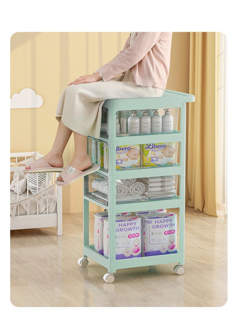 Baby Diaper Cart with Wheels and Handle 4 Tier Rolling Cart Diaper Organizer with Hanging Diaper Stacker Nursery Caddy Baby Organizer for Storage Baby Clothes, Wipes, Bibs, Changing Table Mats - pzsku/Z2C42F1F411F6F264F764Z/45/_/1701162609/d456708e-69c8-4367-996b-c18fe338df85