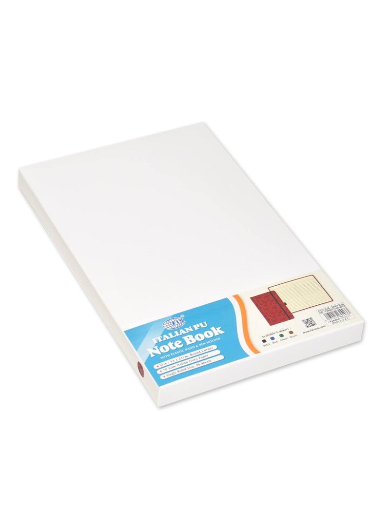 FIS دفتر تنفيذي FIS®، حجم 13x21 سم، 96 ورقة بخط واحد مع نافذة PU مرنة بتصميم مارون 6 -FSNBEX13X21MRD6 - Image 3