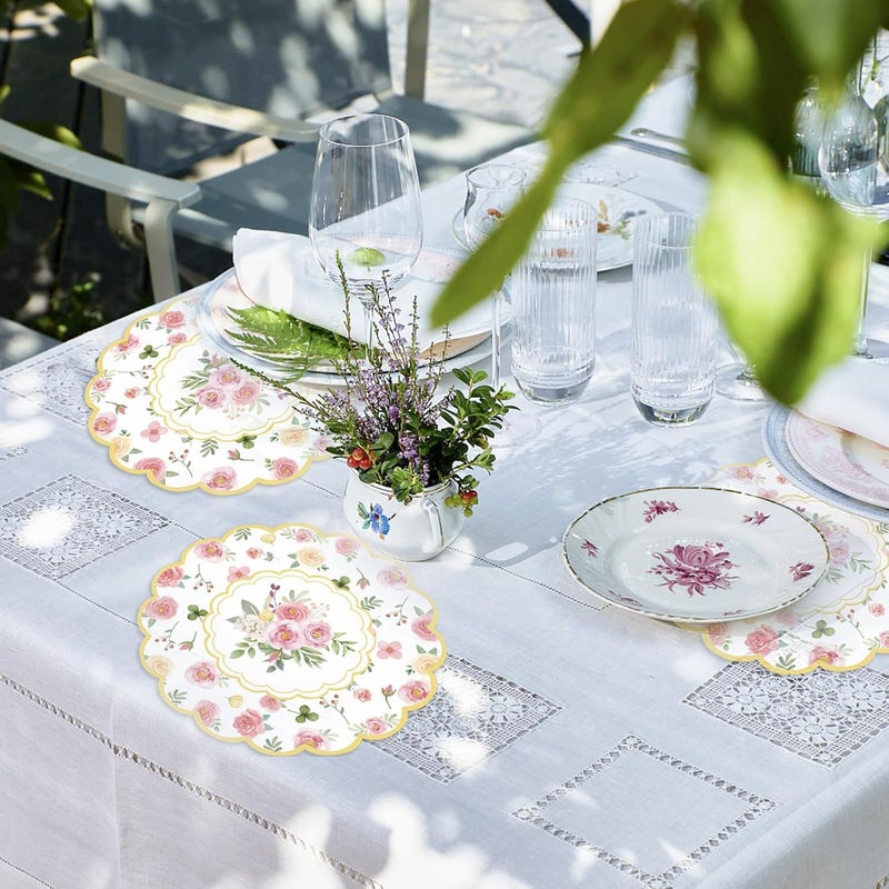 Pink Rose Disposable Paper Placemat for Table Decoration - Image 3